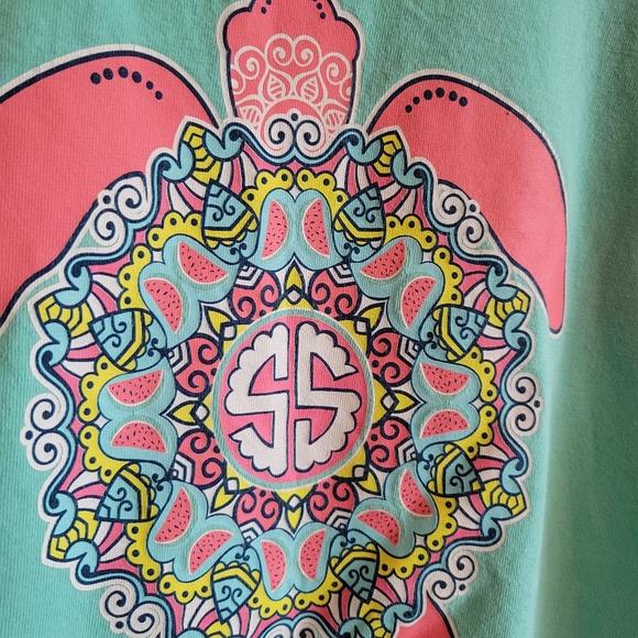 Simply Southern Collection Girl MED Pink Paisley Sea Turtle Cotton Graphic Tee - Picture 7 of 8